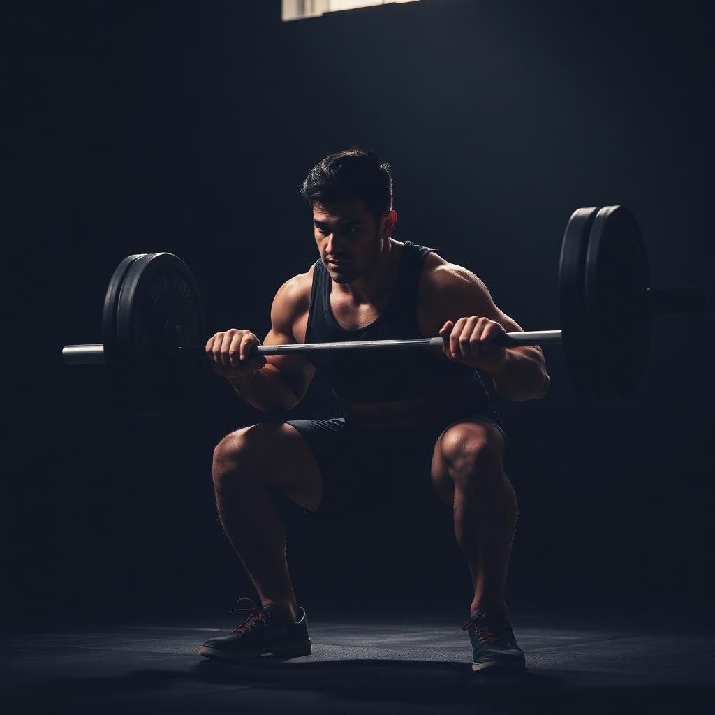 Athlete performing a strength training squat